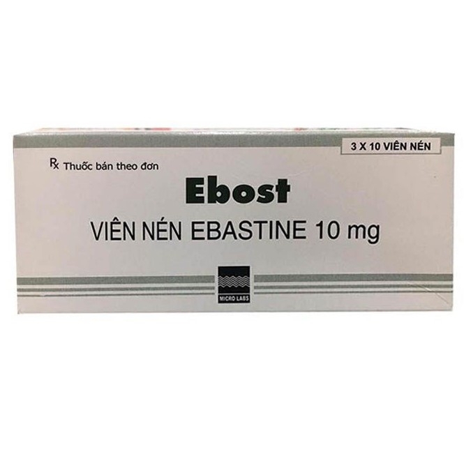 Thuốc Ebost 10mg Micro điều trị viêm mũi dị ứng, mày đay mạn tính tự phát (3 vỉ x 10 viên)