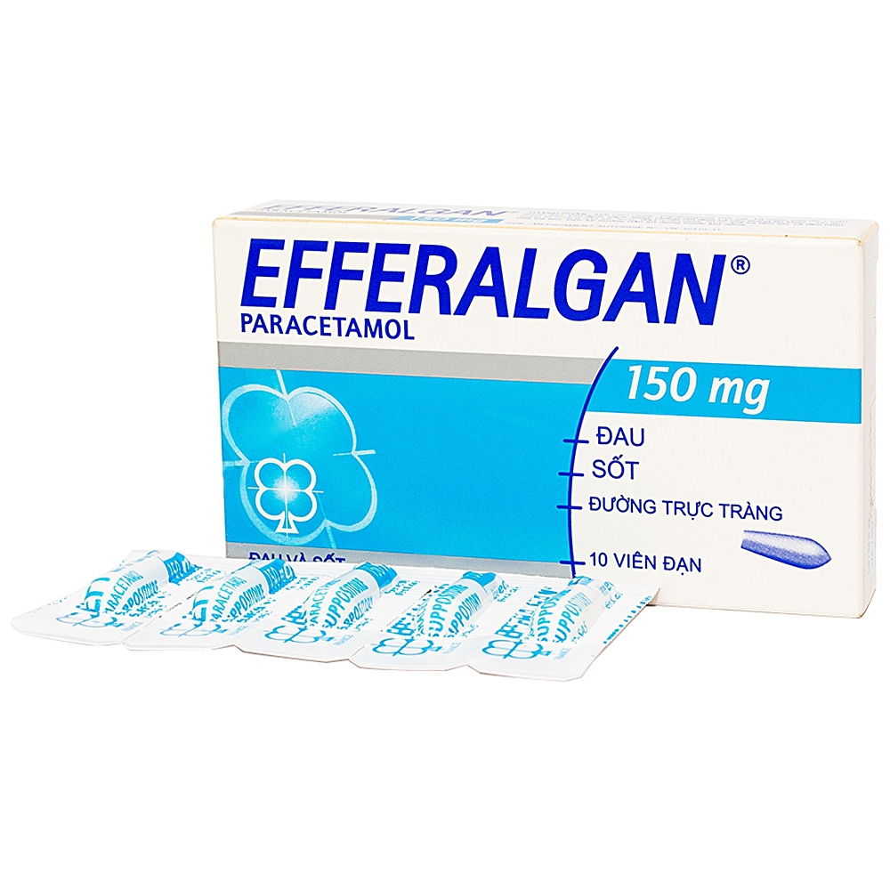 Viên đặt trực tràng hạ sốt Efferalgan 150mg (hộp 10 viên)
