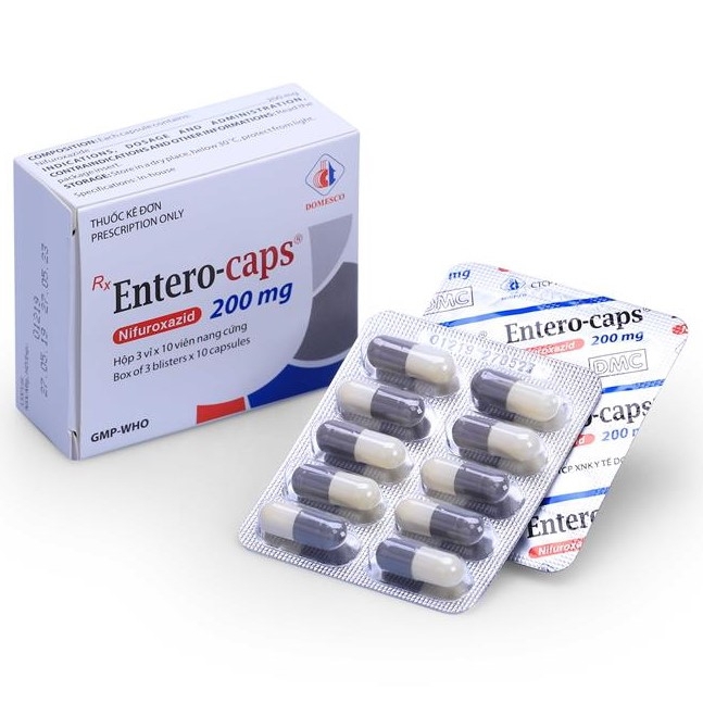 Thuốc Entero-Caps 200mg Domesco điều trị tiêu chảy cấp tính do nhiễm khuẩn (3 vỉ x 10 viên)