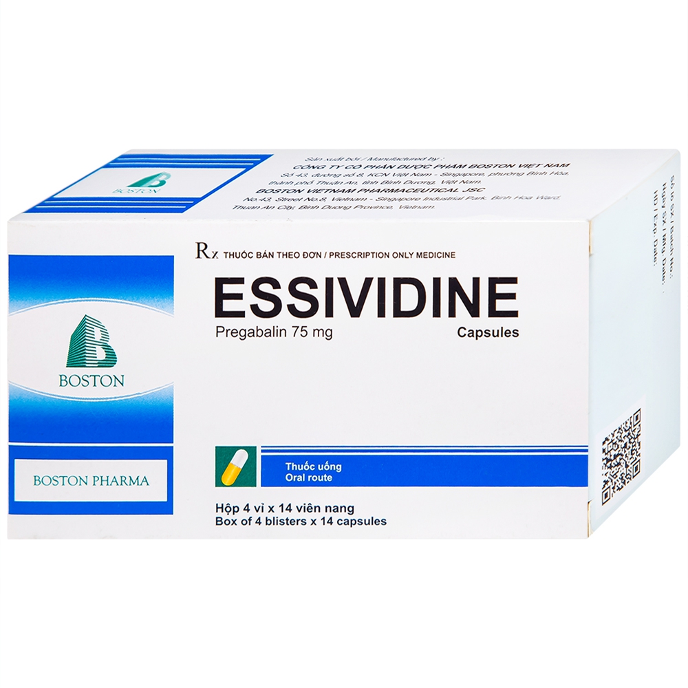 Thuốc Essividine Boston điều trị động kinh và giảm đau do thần kinh (4 vỉ x 14 viên)