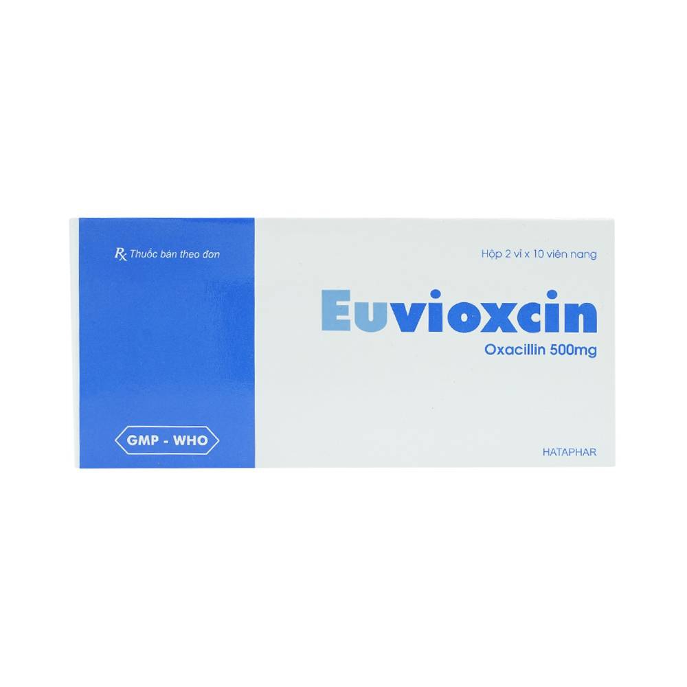 Thuốc Euvioxcin 500mg Hà Tây điều trị nhiễm khuẩn đường hô hấp (2 vỉ x 10 viên)