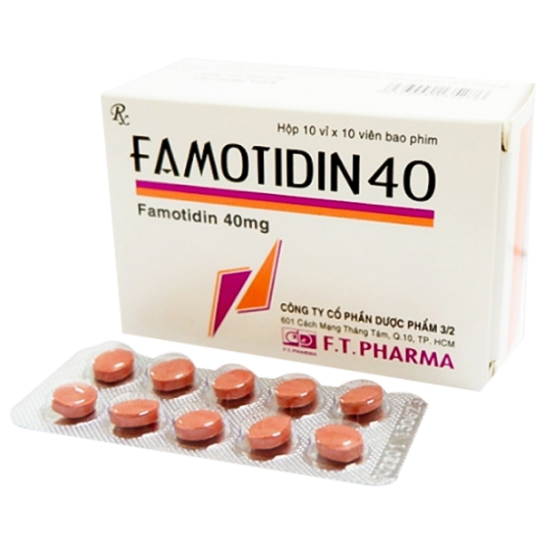 Thuốc Famotidin 40 Dược 3-2 điều trị loét dạ dày tá tràng (10 vỉ x 10 viên)