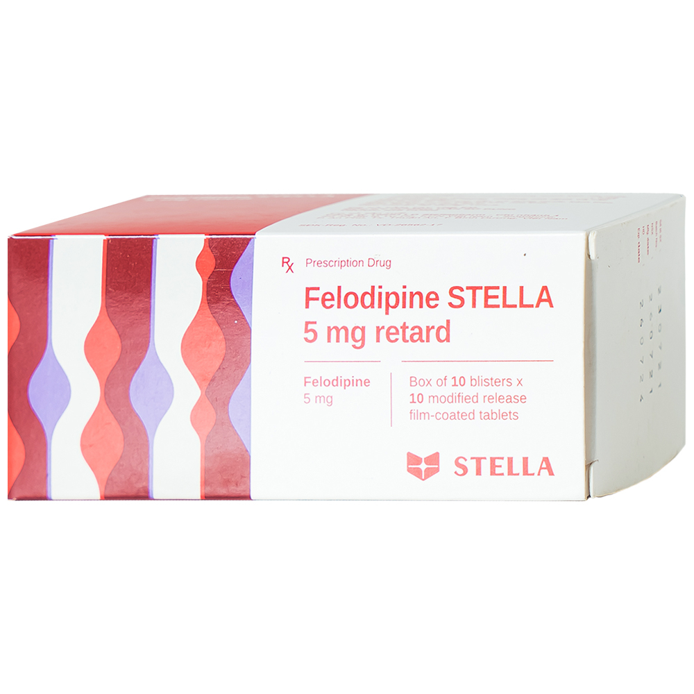 Thuốc Felodipine Stella 5mg Retard kiểm soát tăng huyết áp (10 vỉ x 10 viên)