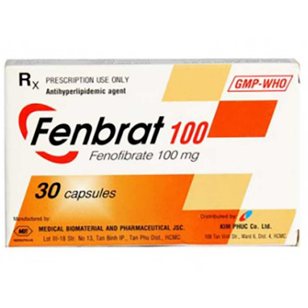 Thuốc Fenbrat 100mg Mebiphar giúp hạ lipid máu (3 vỉ x 10 viên)