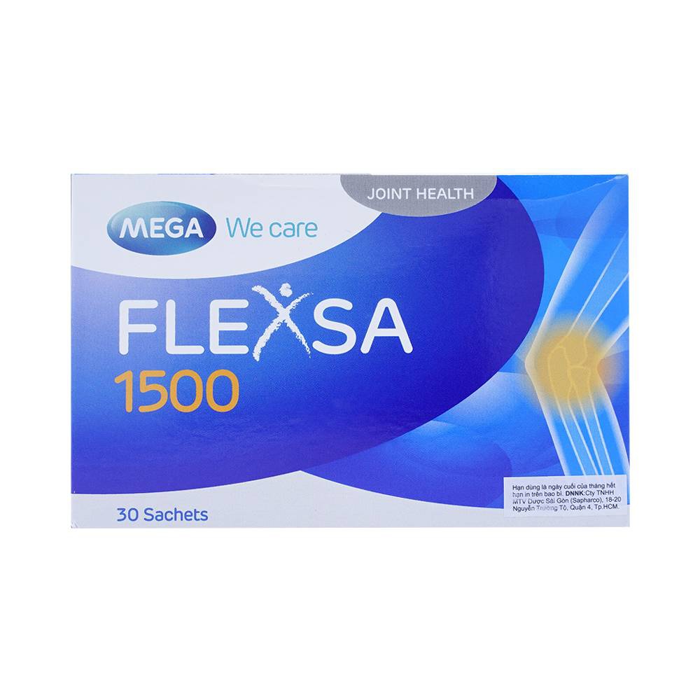 Bột pha dung dịch uống Flexsa 1500 MEGA We care giảm triệu chứng viêm khớp gối nhẹ và trung bình (30 gói)