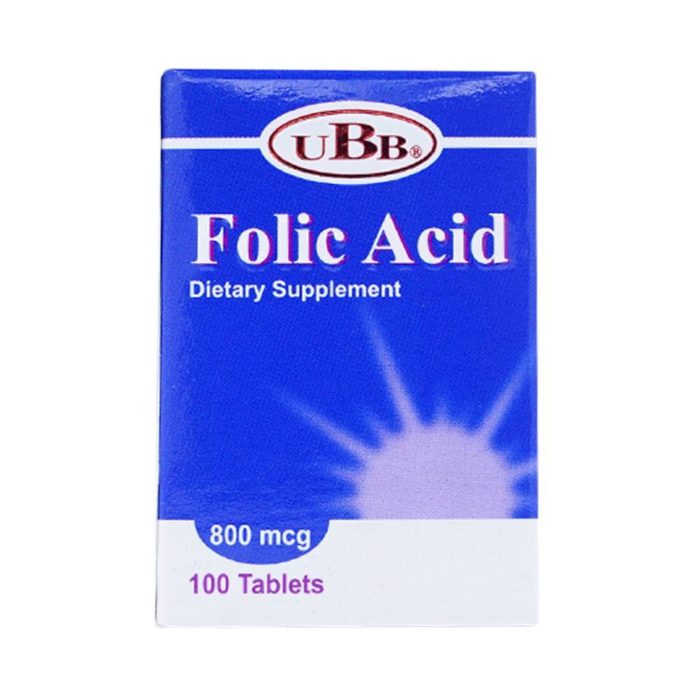 Viên uống Folic Acid UBB bổ sung vitamin cho phụ nữ mang thai (100 viên)