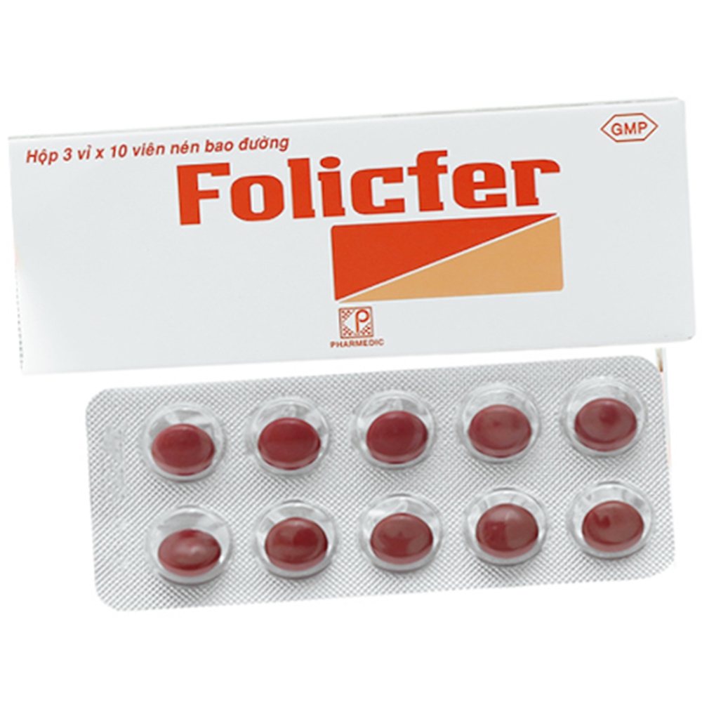 Thuốc Folicfer Pharmedic điều trị thiếu máu do thiếu sắt (3 vỉ x 10 viên)