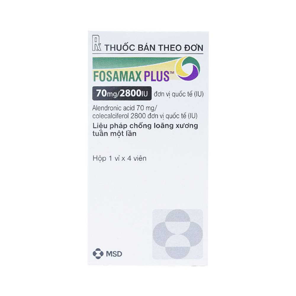 Thuốc Fosamax Plus 70mg/2800IU MSD điều trị loãng xương (1 vỉ x 4 viên)