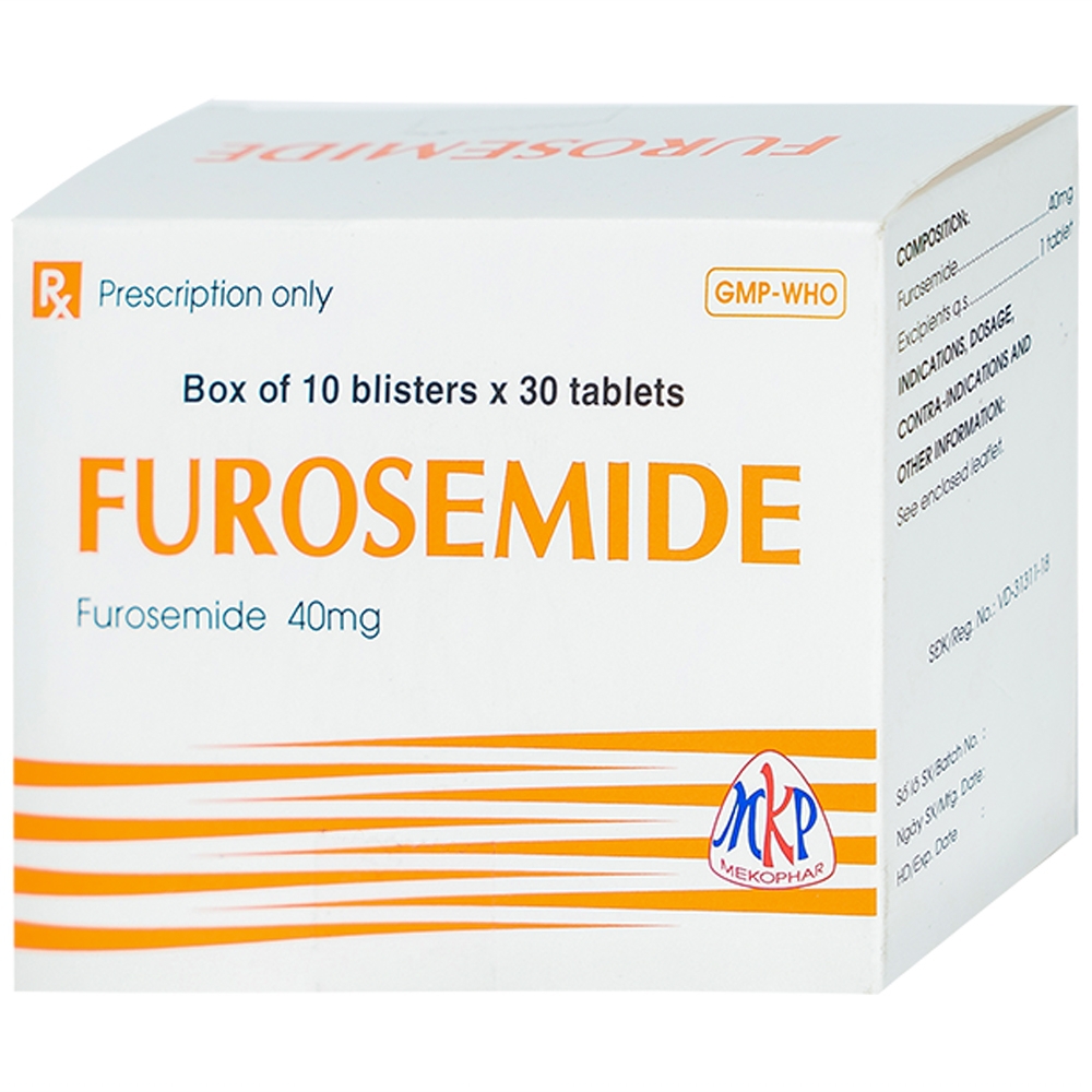 Thuốc Furosemide Mekophar điều trị phù, tăng huyết áp (10 vỉ x 30 viên)