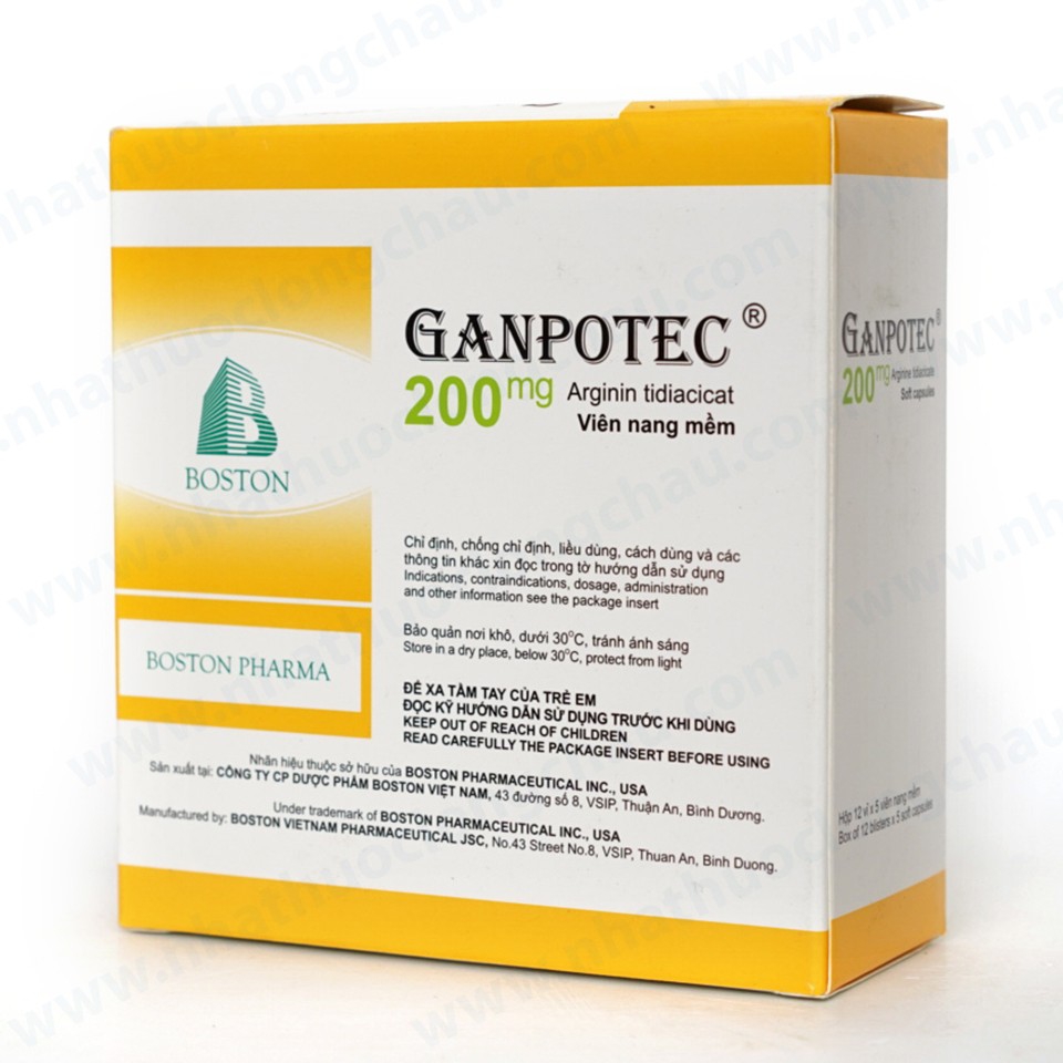 Thuốc Ganpotec 200mg Boston điều trị rối loạn chức năng gan, suy gan (12 vỉ x 5 viên)