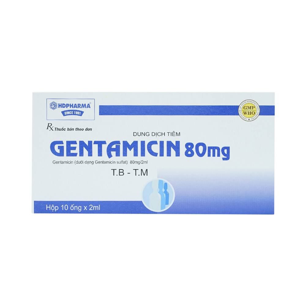 Dung dịch tiêm Gentamicin 80mg HDPharma điều trị nhiễm khuẩn nặng (10 ống x 2ml)