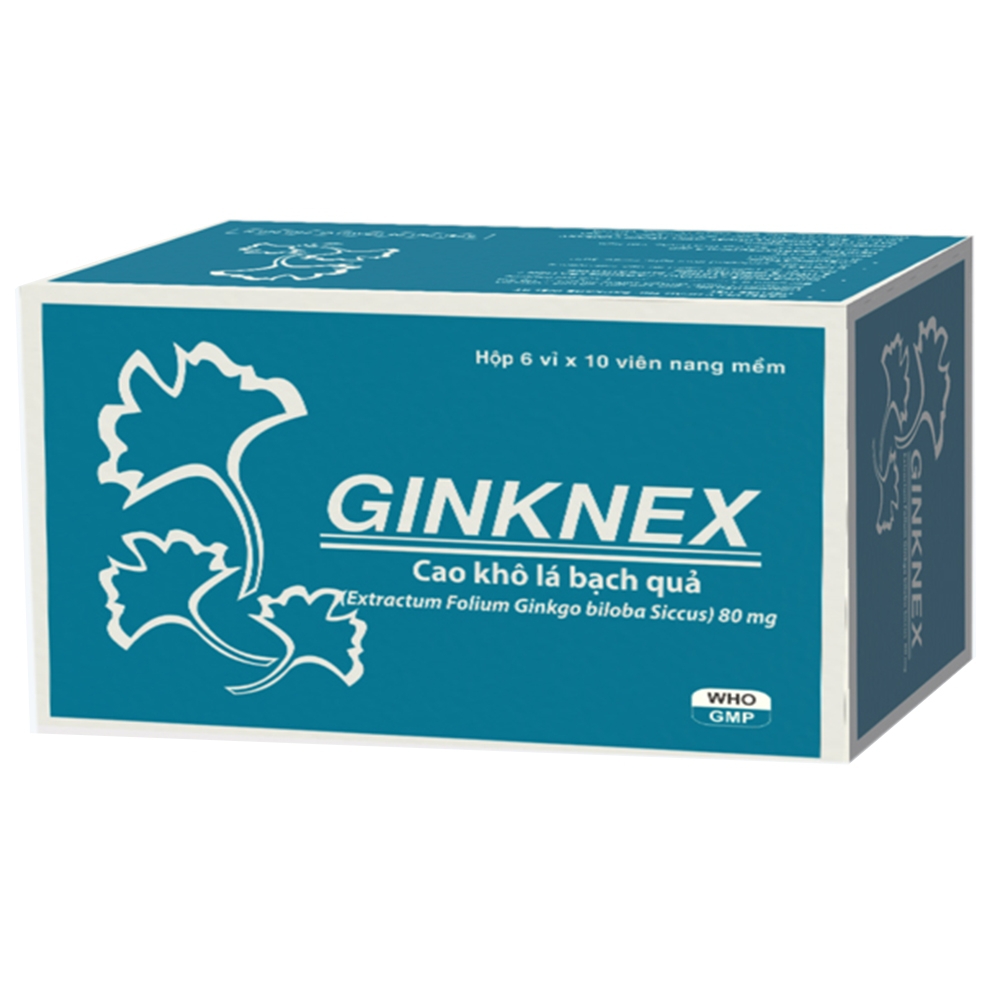 Thuốc Ginknex 80mg Davipharm hỗ trợ điều trị chứng giảm trí nhớ, kém tập trung tư tưởng (6 vỉ x 10 viên)