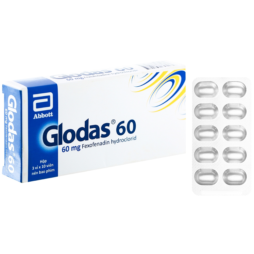 Thuốc Glodas 60 Abbott hỗ trợ điều trị viêm mũi dị ứng, hắt hơi, sổ mũi (3 vỉ x 10 viên)