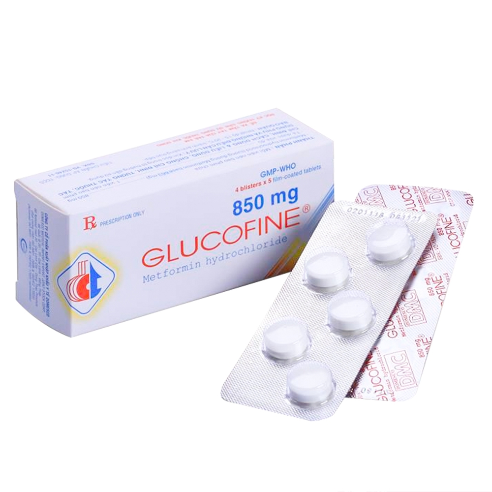 Thuốc Glucofine 850mg Domesco điều trị đái tháo đường tuýp 2 (4 vỉ x 5 viên)