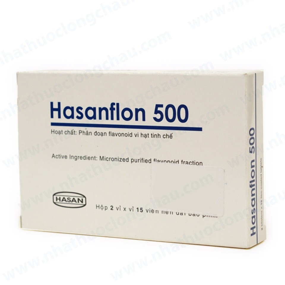 Thuốc Hasanflon 500mg Hasan hỗ trợ điều trị suy tĩnh mạch bạch huyết, cơn trĩ cấp (2 vỉ x 15 viên)