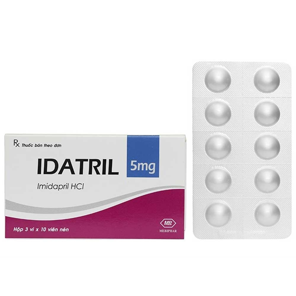 Thuốc Idatril 5mg Mebiphar điều trị tăng huyết áp và suy tim xung huyết (3 vỉ x 10 viên)