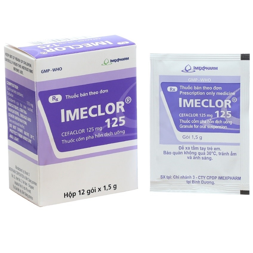 Thuốc cốm Imeclor 125 Imexpharm điều trị nhiễm khuẩn đường hô hấp, đường tiết niệu (12 gói)