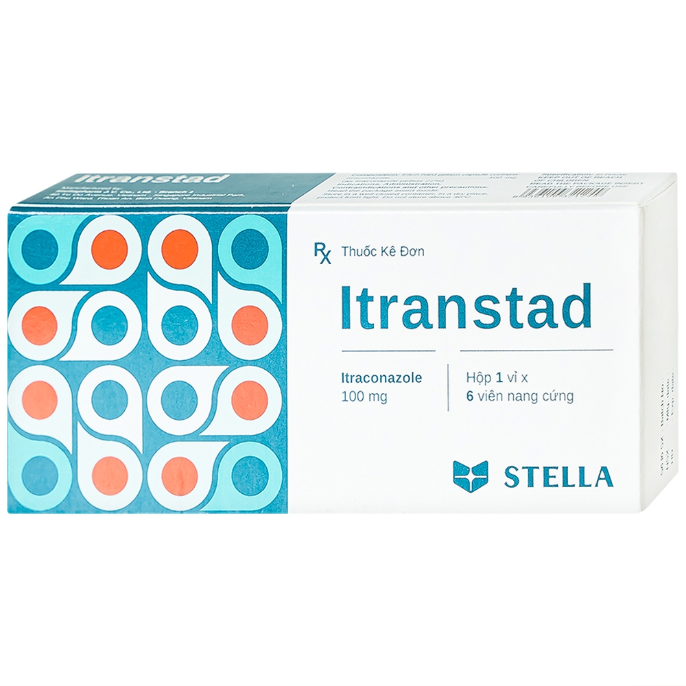 Thuốc Itranstad 100mg Stella điều trị nấm Candida ở miệng, họng, âm đạo, âm hộ (1 vỉ x 6 viên)