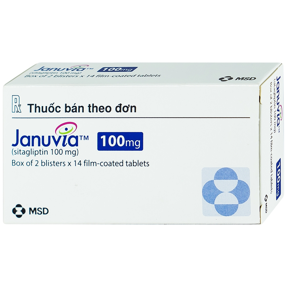 Viên nén Januvia 100mg MSD hỗ trợ chế độ ăn kiêng, cải thiện kiểm soát đường huyết tuýp 2 (2 vỉ x 14 viên)