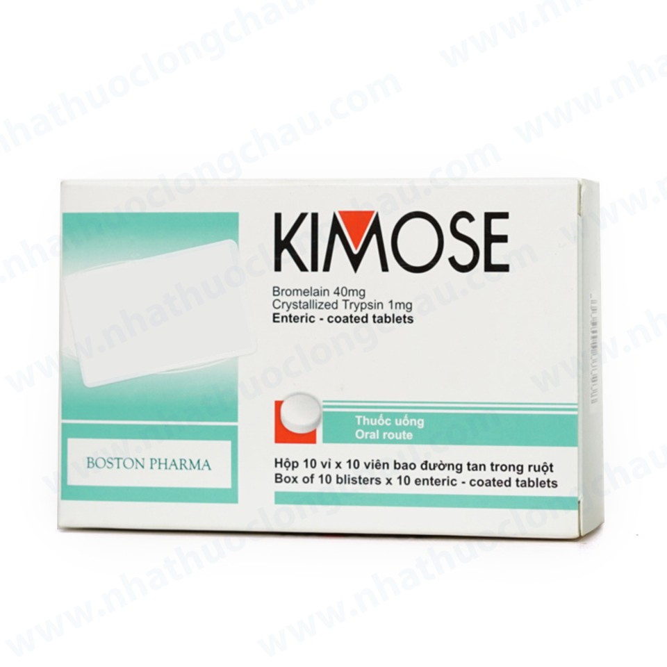 Thuốc uống Kimose Boston Pharma giảm viêm phù do bong gân, trĩ, viêm trực tràng (10 vỉ x 10 viên)