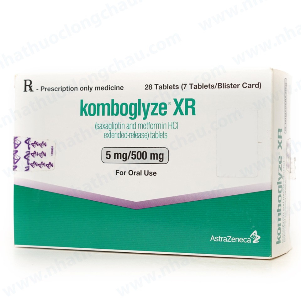 Viên nén Komboglyze XR 5mg/500mg AstraZeneca hỗ trợ kiểm soát đường huyết (4 vỉ x 7 viên)