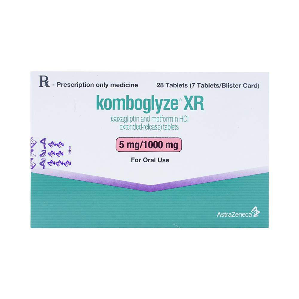 Viên nén Komboglyze XR 5mg/1000mg AstraZeneca hỗ trợ kiểm soát đường huyết (4 vỉ x 7 viên)