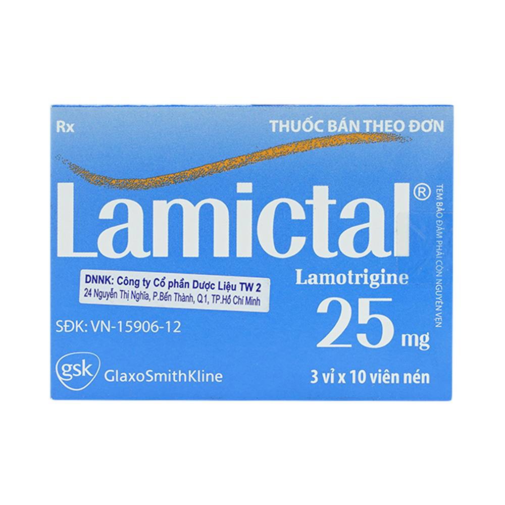 Viên nén Lamictal 25mg GSK điều trị động kinh và phòng ngừa bệnh rối loạn lưỡng cực (3 vỉ x 10 viên)