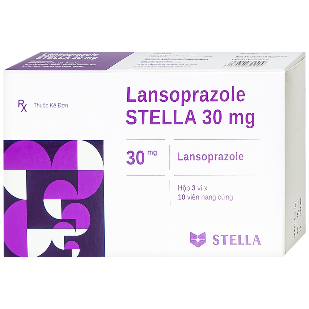 Viên nang cứng Lansoprazole Stella 30mg điều trị loét dạ dày, viêm thực quản (3 vỉ x 10 viên)