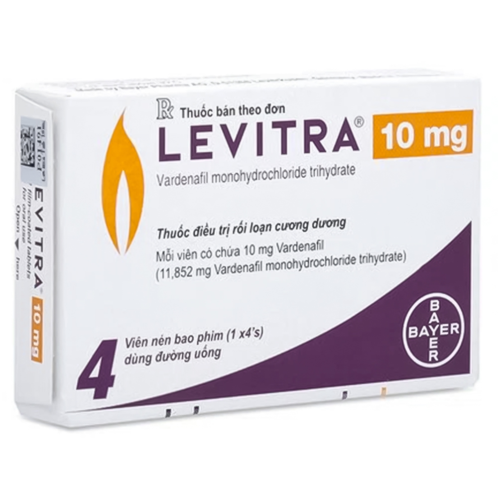 Viên nén Levitra 10mg Bayer điều trị rối loạn cương dương (1 vỉ x 4 viên)