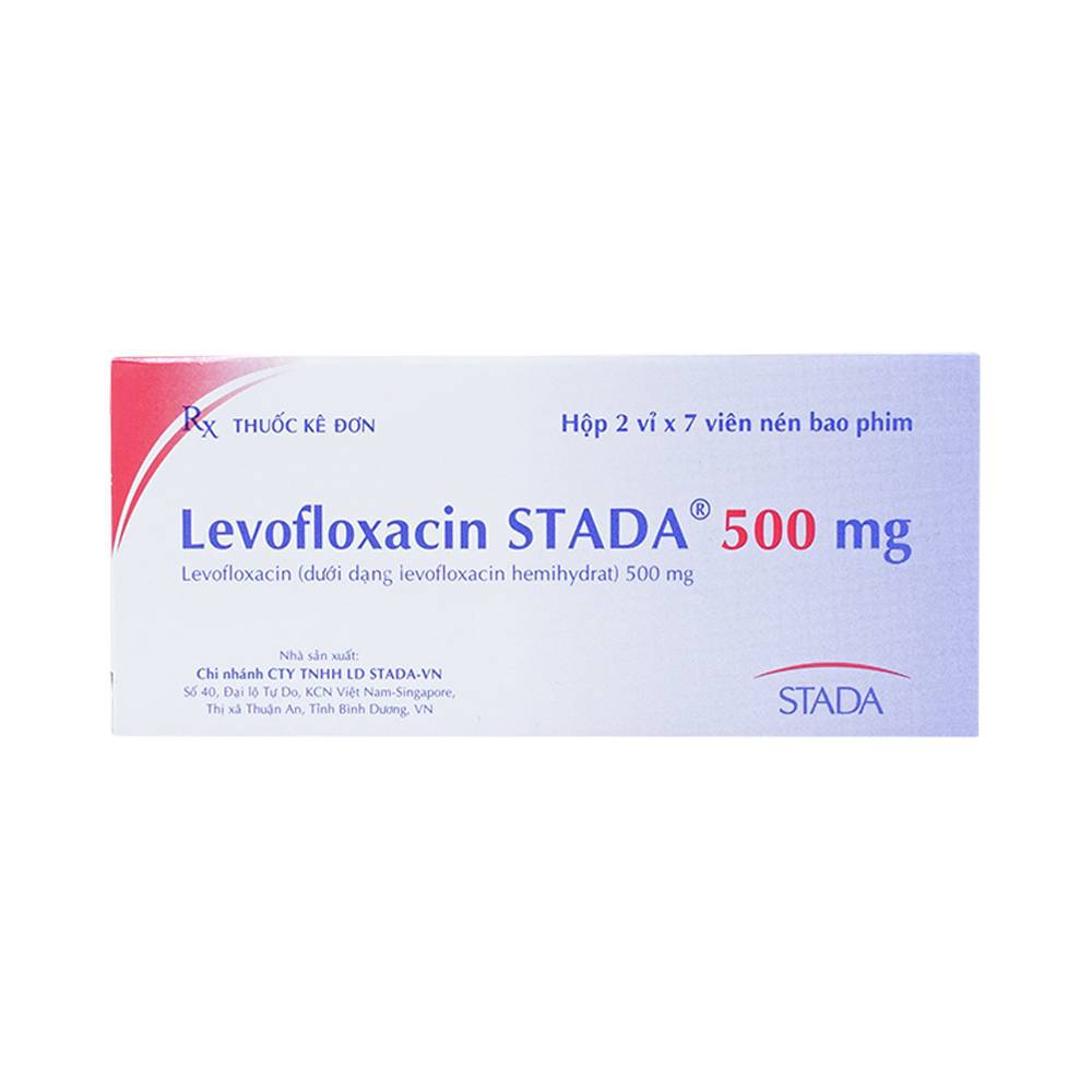 Thuốc Levofloxacin Stada 500mg điều trị các chứng nhiễm khuẩn, viêm phổi (2 vỉ x 7 viên)