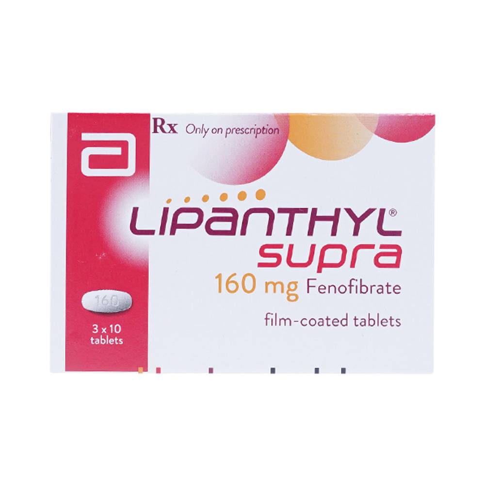 Thuốc Lipanthyl Supra 160mg Abbott điều trị tăng cholesterol máu (3 vỉ x 10 viên)