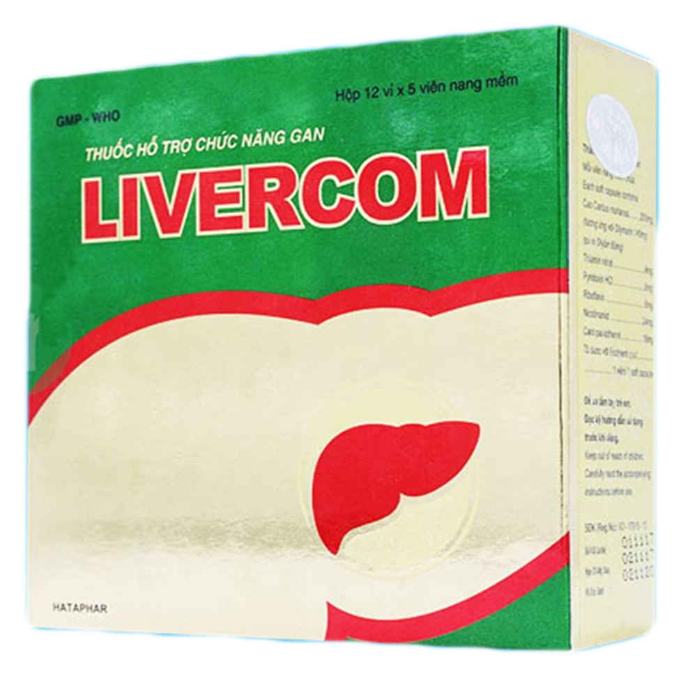 Viên nang mềm Livercom Hataphar bổ sung vitamin B và hỗ trợ điều trị rối loạn tiêu hóa (12 vỉ x 5 viên)