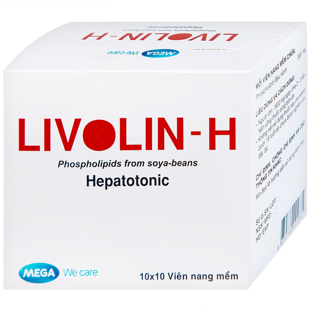 Viên nang mềm Livolin-H 300mg MEGA We care cải thiện bệnh gan, chán ăn, đau hạ sườn phải (10 vỉ x 10 viên)