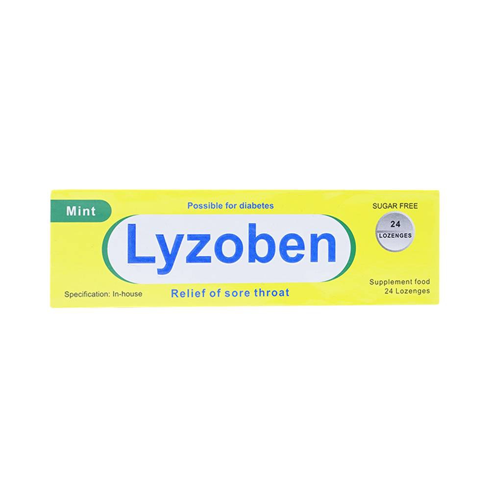 Viên ngậm Lyzoben Thiên Khánh điều trị viêm họng, làm dịu cơn đau rát (24 viên)