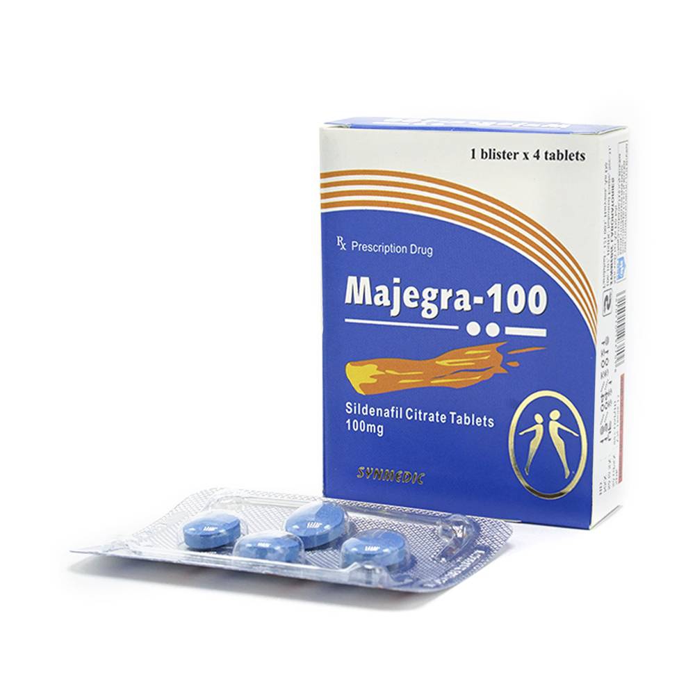 Viên nén Majegra-100 Synmedic điều trị tình trạng suy chức năng gây cương ở nam giới (1 vỉ x 4 viên)