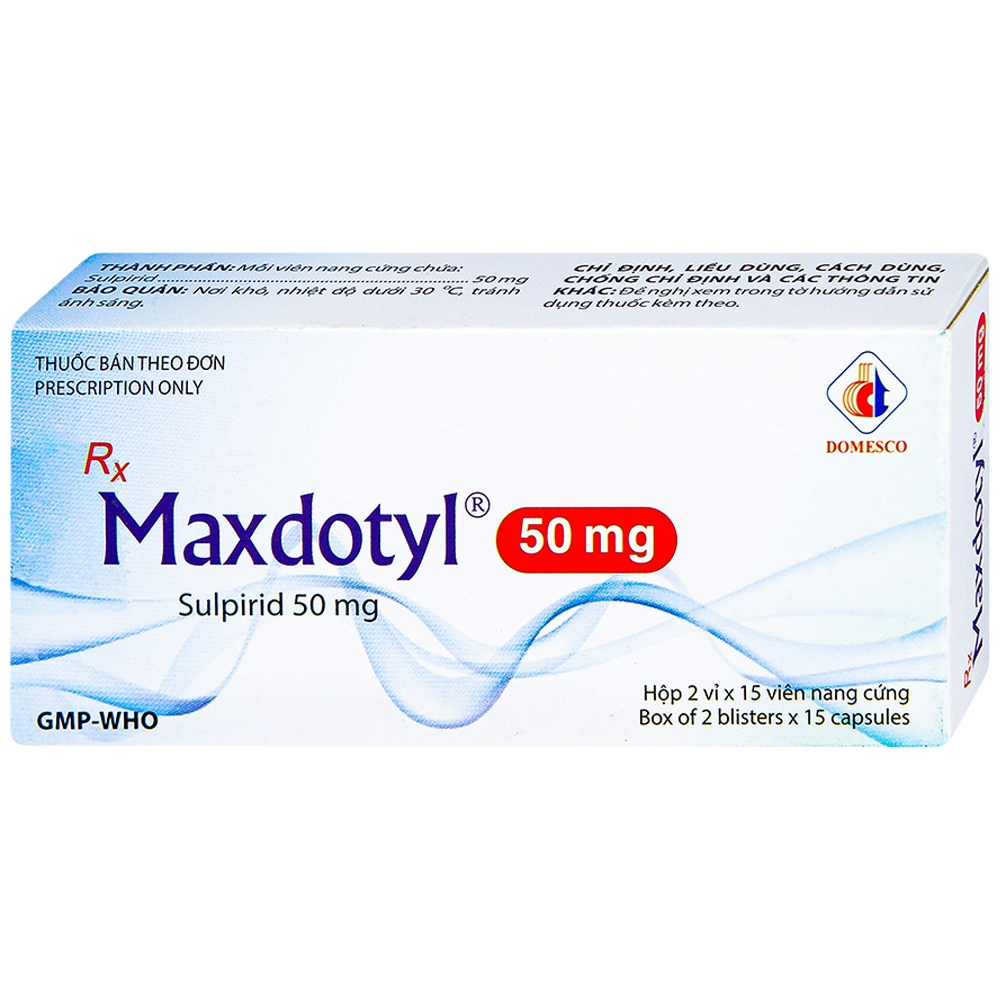 Viên nang cứng Maxdotyl 50mg Domesco điều trị chứng lo âu ở người lớn (2 vỉ x 15 viên)