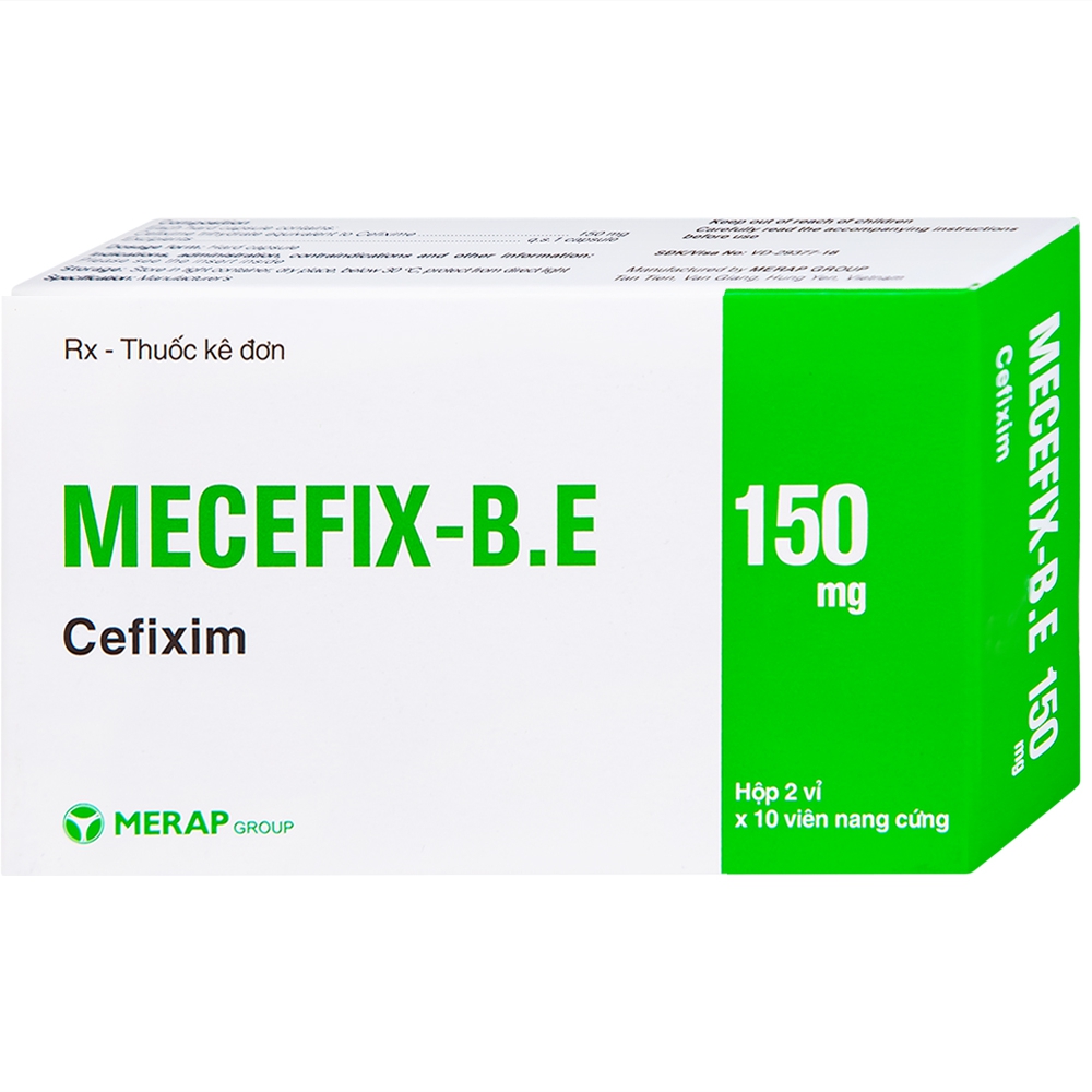 Thuốc Mecefix-B.E 150mg Merap điều trị nhiễm khuẩn đường tiết niệu, viêm tai giữa (2 vỉ x 10 viên)