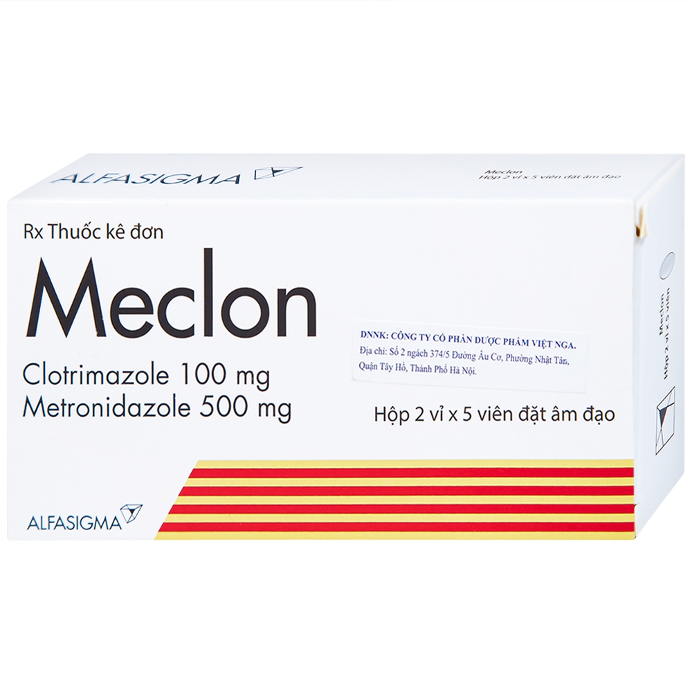 Viên đặt âm đạo Meclon Doppel Pharma điều trị viêm cổ tử cung, âm đạo (2 vỉ x 5 viên)