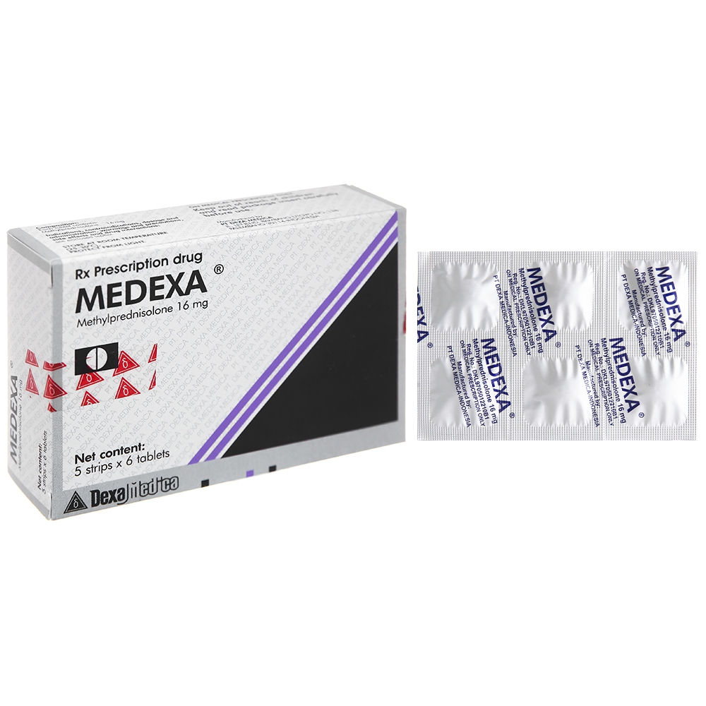 Thuốc Medexa 16mg PT. Dexa Medica điều trị bất thường chức năng vỏ thượng thận (5 vỉ x 6 viên)