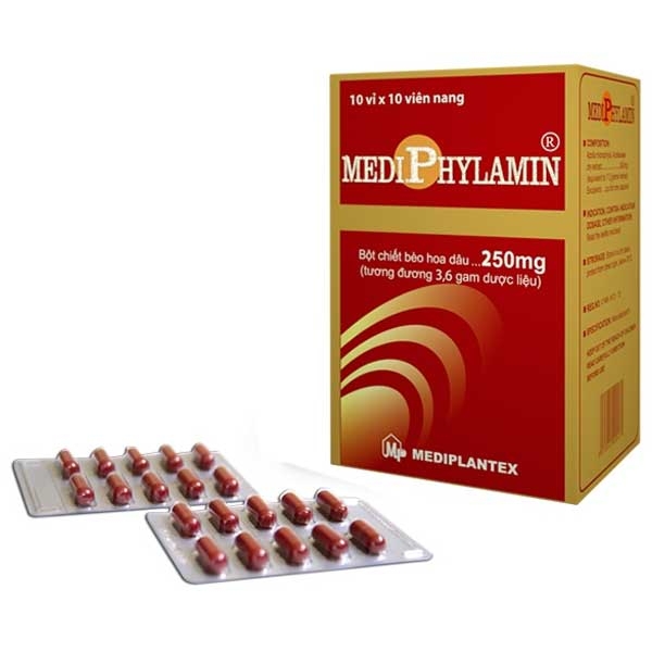 Viên nang MediPhylamin 250mg Mediplantex hỗ trợ tăng sức đề kháng, giảm cơn đau ung thư (10 vỉ x 10 viên)