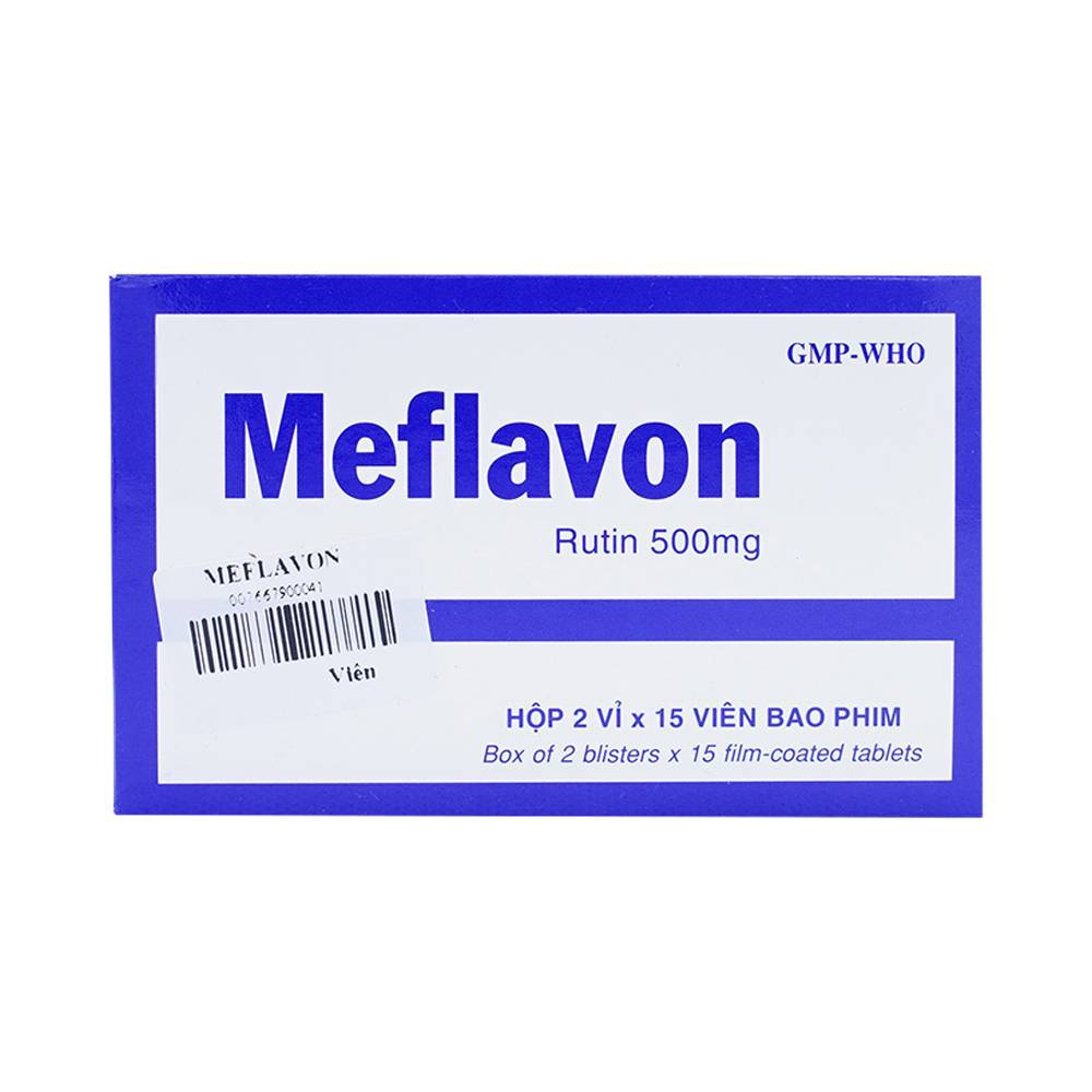 Viên nén Meflavon 500mg Mekophar điều trị hội chứng chảy máu, xơ cứng mạch máu (2 vỉ x 15 viên)