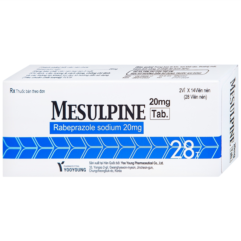 Viên nén Mesulpine 20mg YooYoung điều trị bệnh trào ngược dạ dày, thực quản (2 vỉ x 14 viên) 