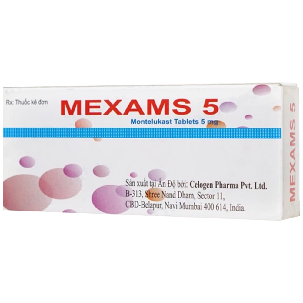 Viên nén Mexams 5 Celogen Pharma điều trị hen, viêm mũi dị ứng theo mùa (3 vỉ x 10 viên)