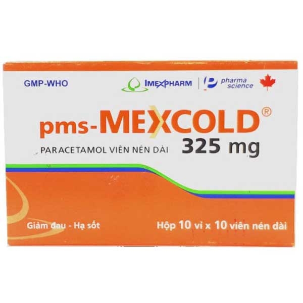 Viên nén pms-Mexcold 325mg Imexpharm giảm đau, hạ sốt (10 vỉ x 10 viên)