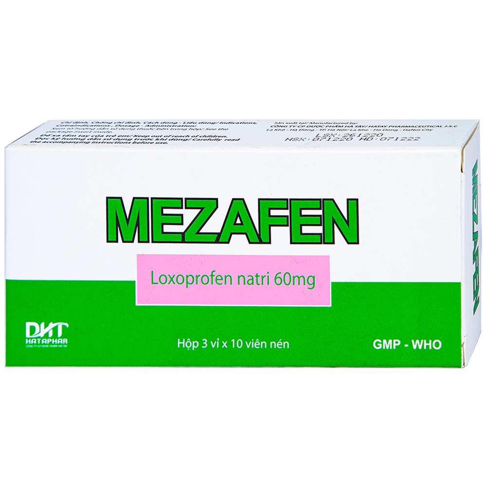 Viên nén Mezafen 60mg Hataphar kháng viêm, giảm đau viêm khớp, đau thắt lưng (3 vỉ x 10 viên)