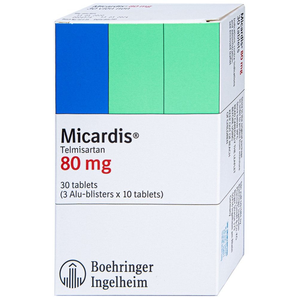 Viên nén Micardis 80mg Boehringer điều trị tăng huyết áp vô căn (3 vỉ x 10 viên)