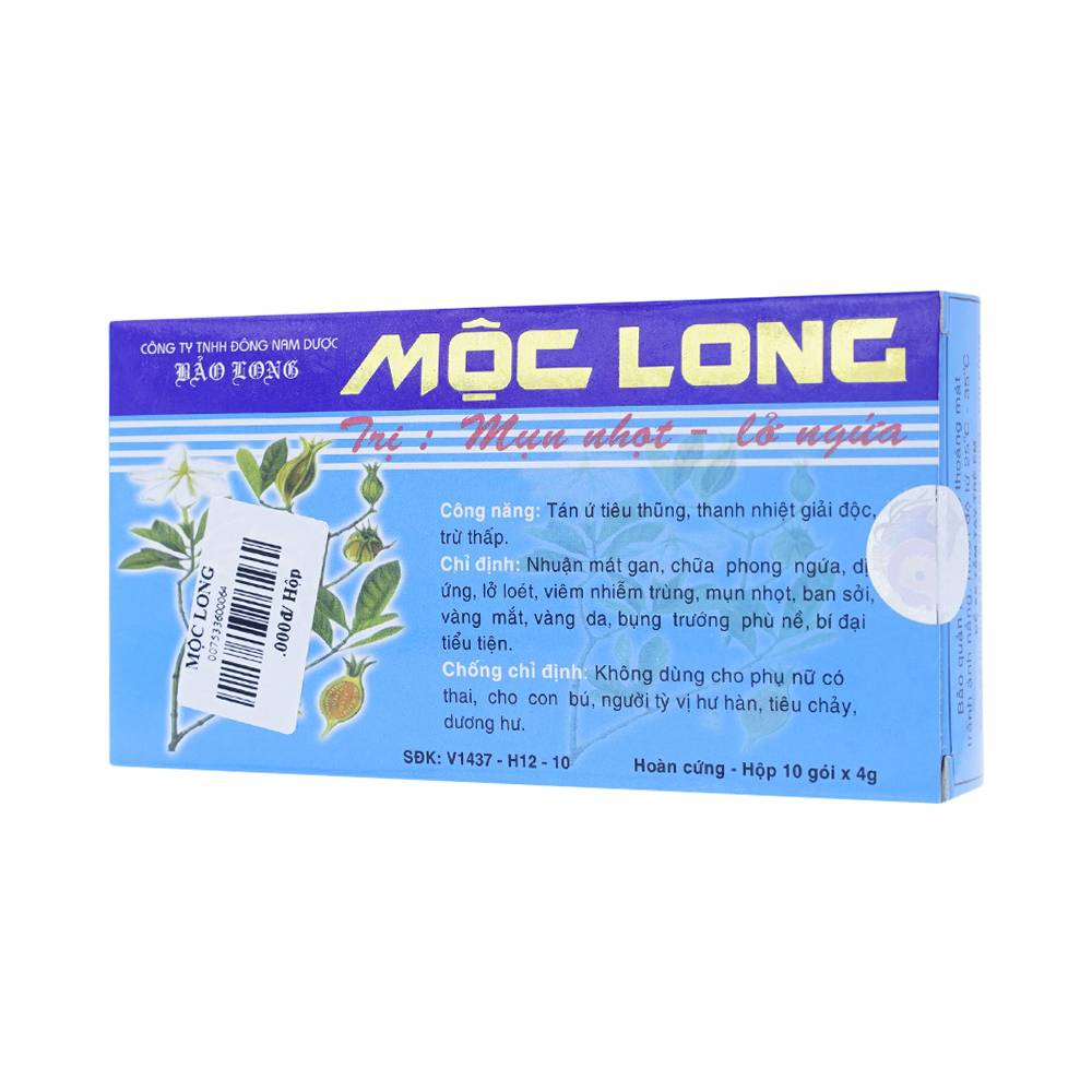 Viên hoàn cứng Mộc Long nhuận mát gan, chữa phong ngứa (10 gói x 4g)