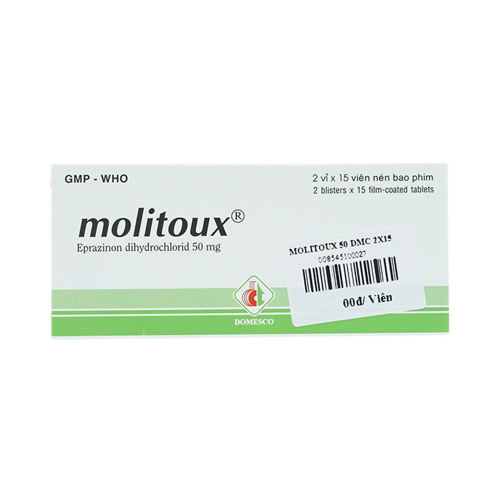 Thuốc Molitoux 50mg Domesco loãng đờm, long đờm (2 vỉ x 15 viên)