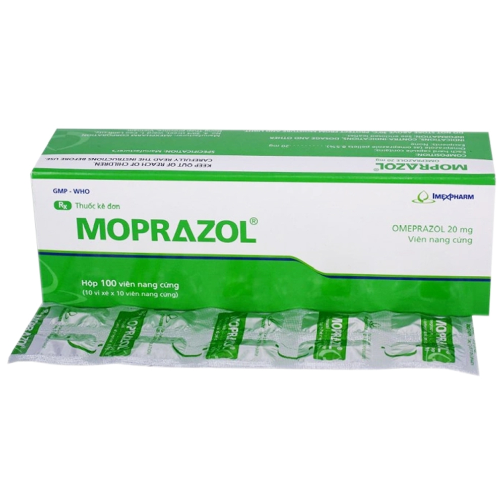 Viên nang cứng Moprazol 20mg Imexpharm điều trị viêm loét dạ dày (10 vỉ x 10 viên)