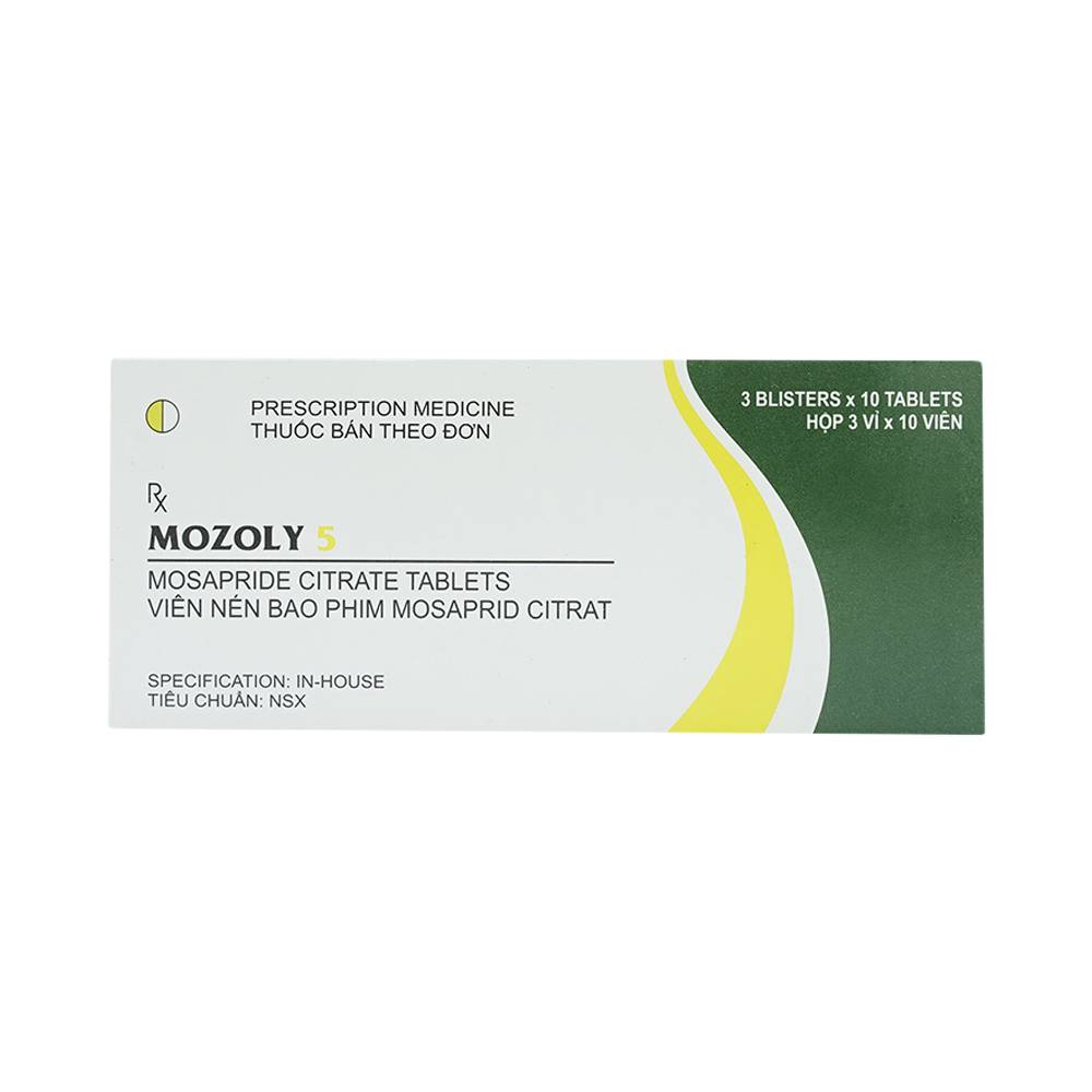 Viên nén Mozoly 5mg Cadila điều trị ợ nóng, buồn nôn, trào ngược dạ dày - thực quản (3 vỉ x 10 viên) 